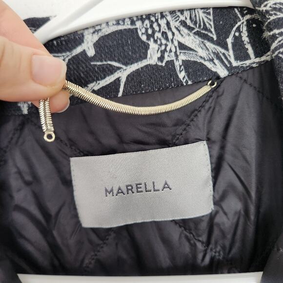 MARELLA By MaxMara Quilted Belted Printed Coat US 8 Designer Academia - Picture 3 of 10
